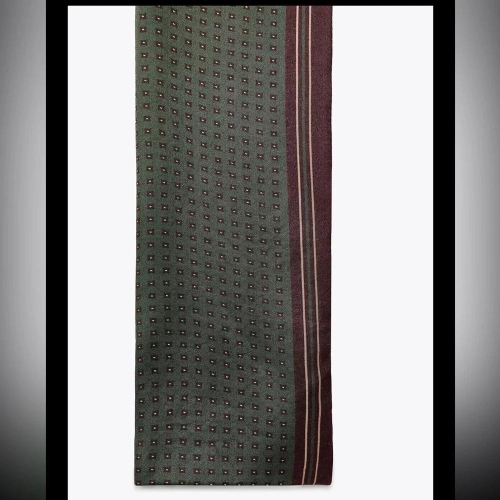 Zara satin printed scarf, 100% viscose, 8”x 80”